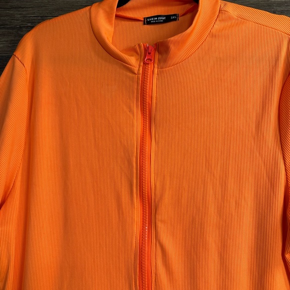SHEIN Bright Orange Ribbed Mini Dress - Picture 4 of 6
